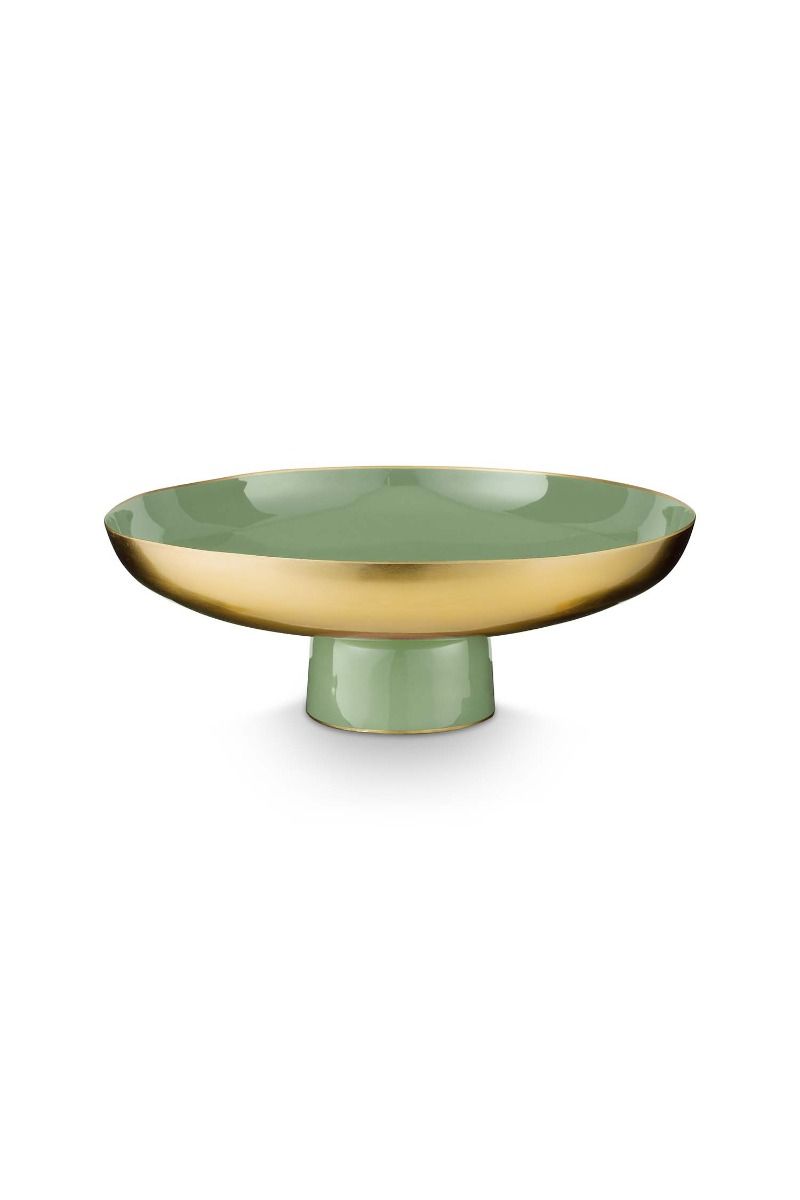 Niedriges Schale Metall Mittelgrün 12.5cm
