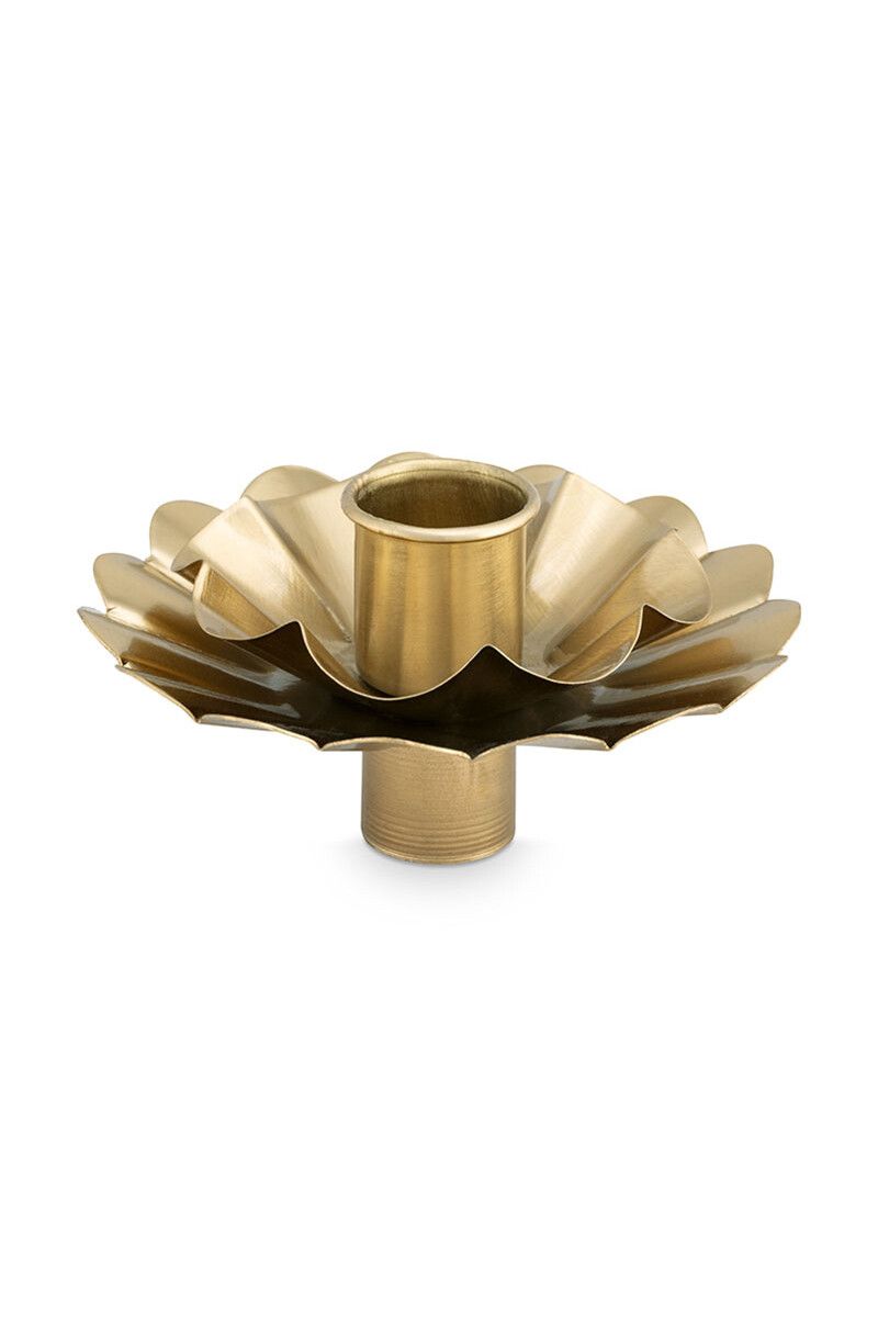 Set/2 Flaschenkerzenhalter Blume Gold 10 cm