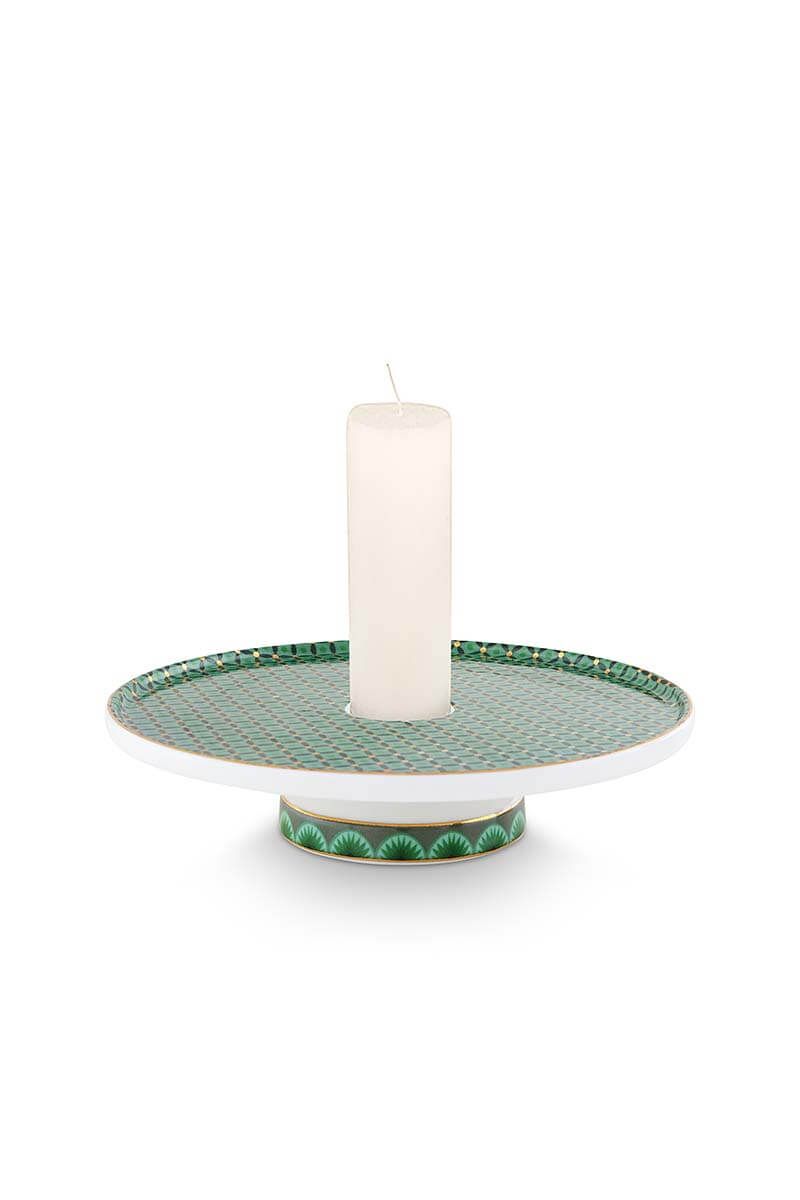 Cross Stitch Candle Tray Green 14cm