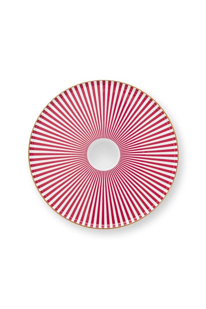 Royal Stripes Candle Tray Pink 14cm
