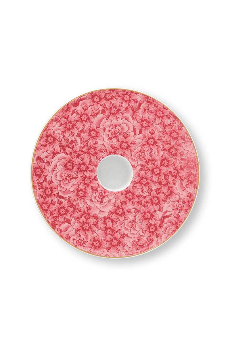 Royal Stripes Candle Tray Flower Pink 14cm