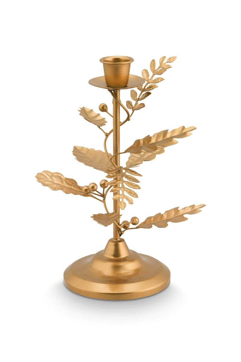 Candle Holder Leaves Gold 21.5cm