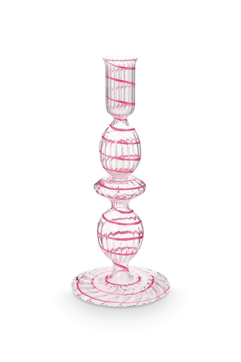 Kerzenständer Glas Strudel Rosa 20cm