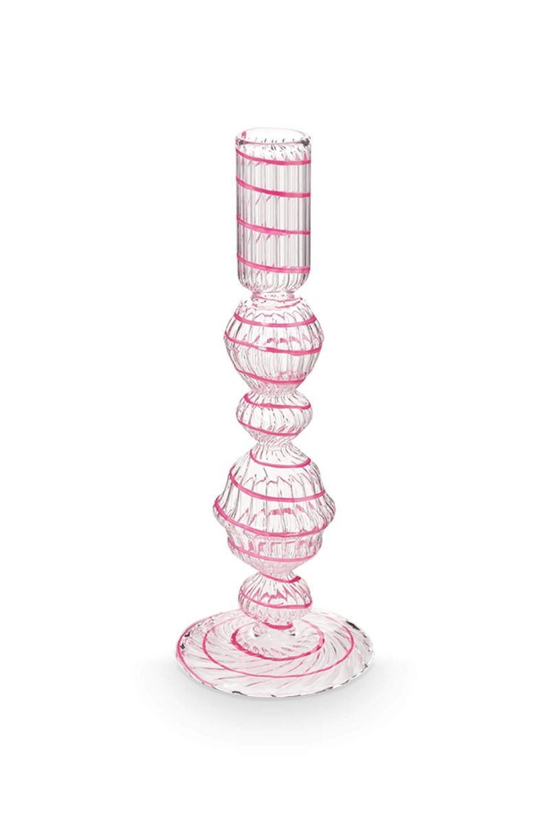 Kerzenständer Glas Strudel Rosa 22cm