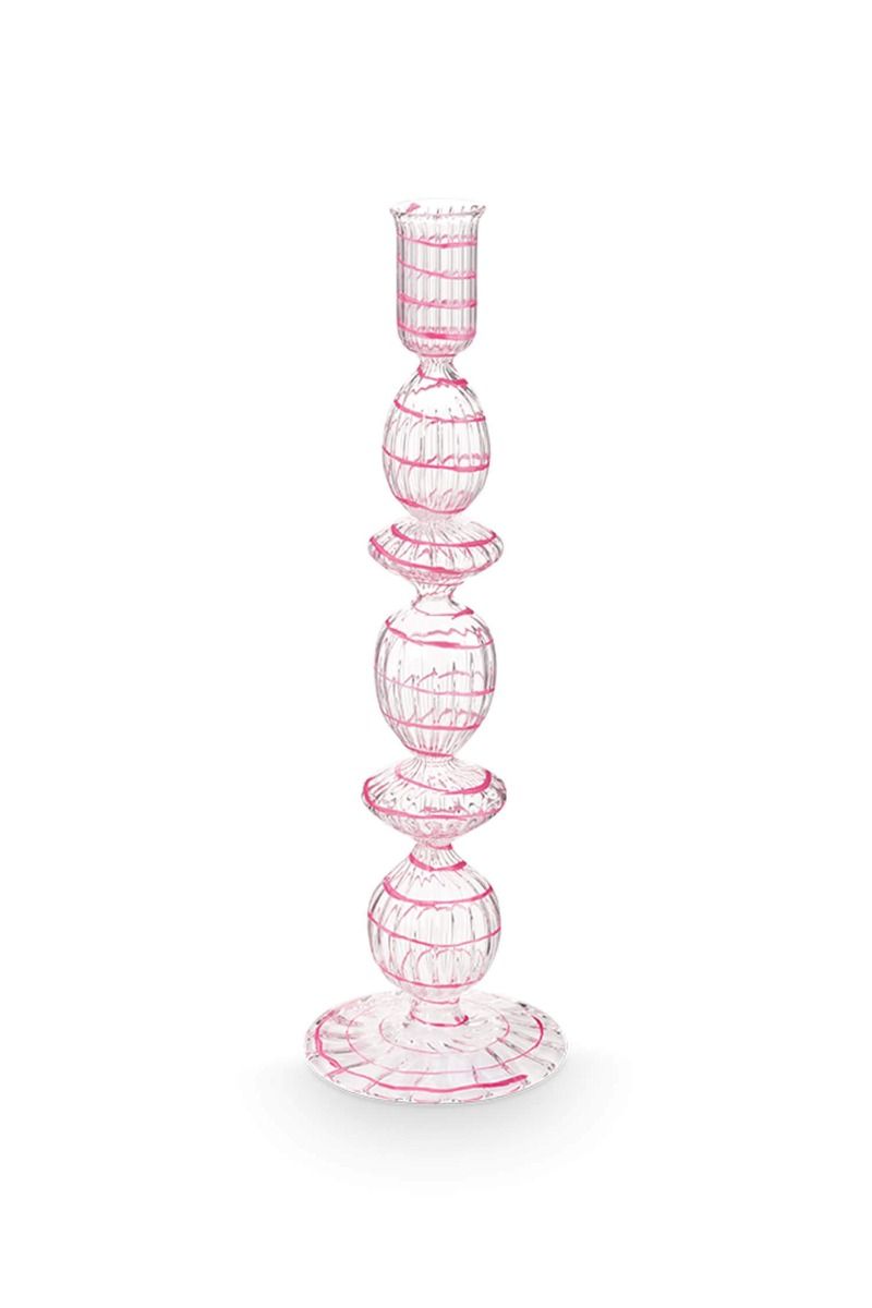 Kerzenständer Glas Strudel Rosa 28cm