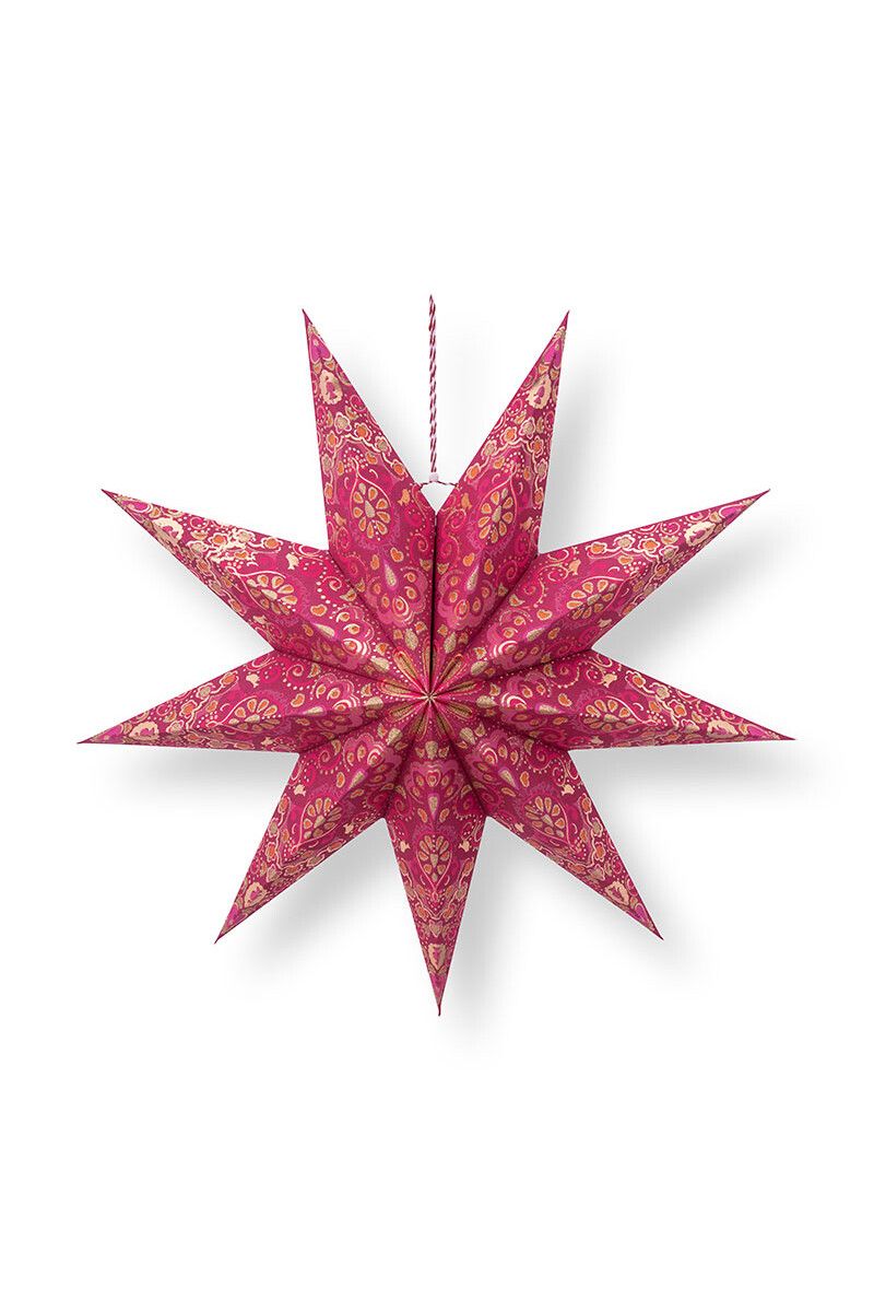 Kerstster Papier Overall Print Rood 60cm