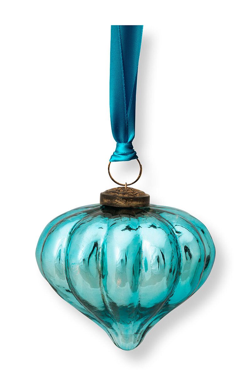 Weihnachtskugel Glas Hellblau 10cm