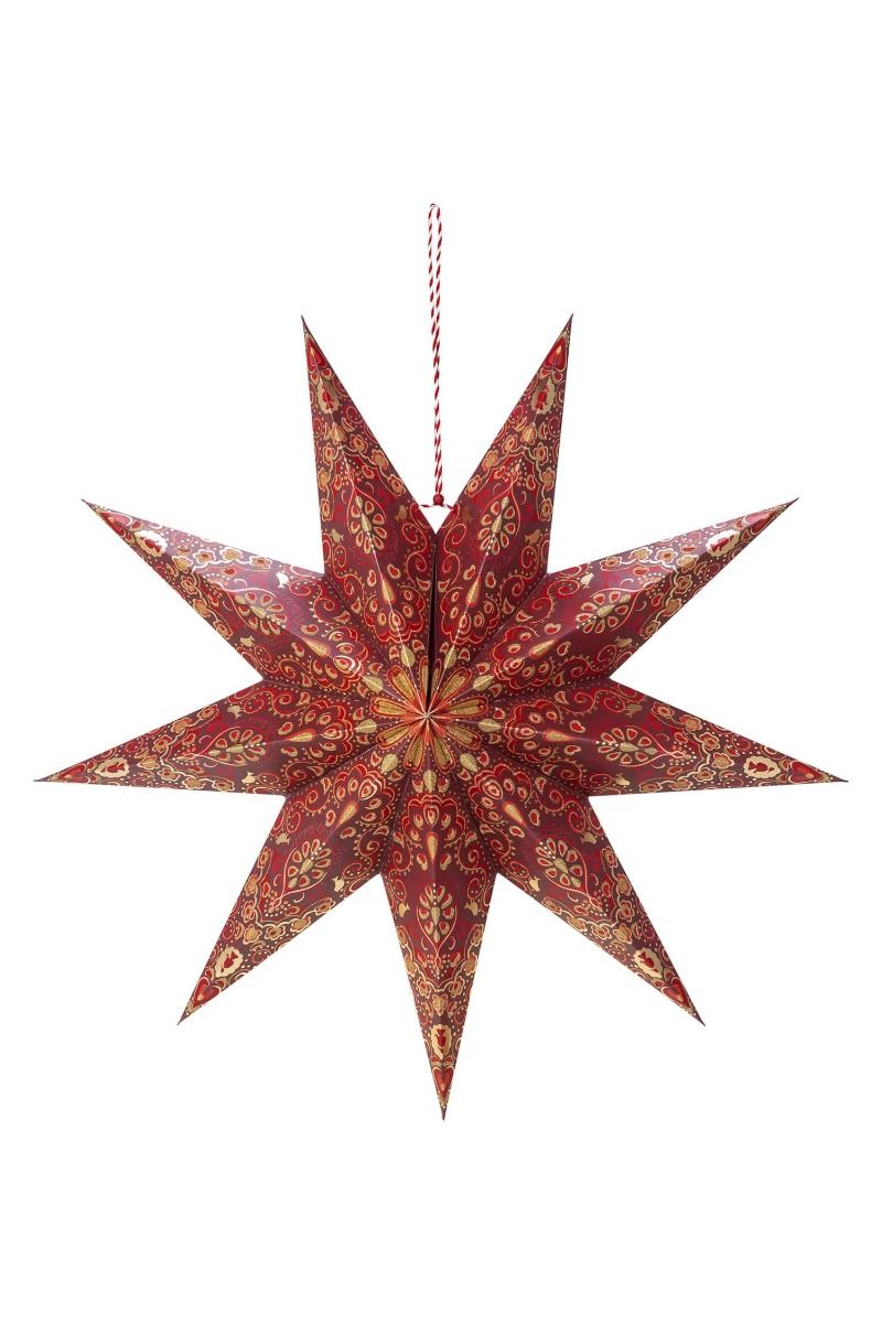 Christmas Star Paper Overall Print Dark Red 60cm