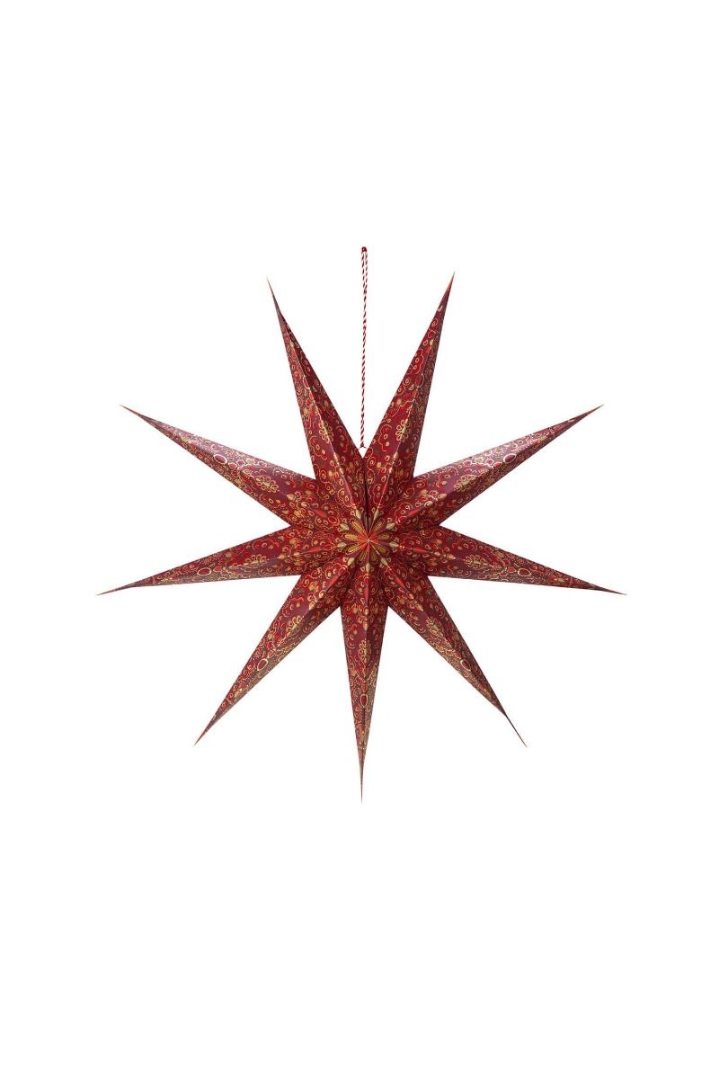 Christmas Star Paper Overall Print Dark Red 110cm