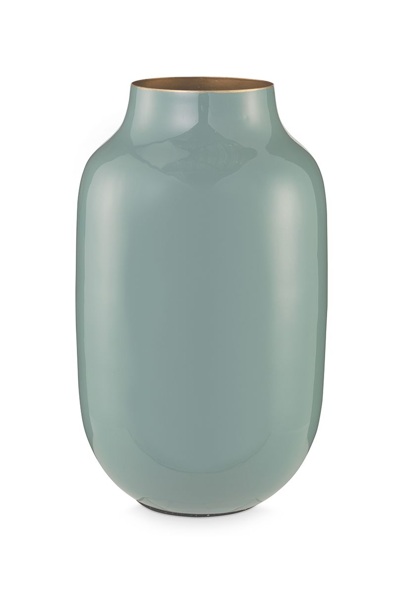 Ovale Metall Vase blau 30 cm