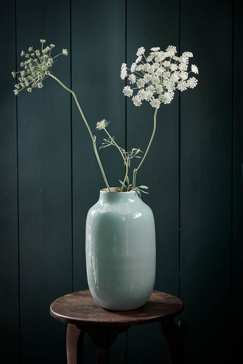 Oval Metal Vase blue 30 cm
