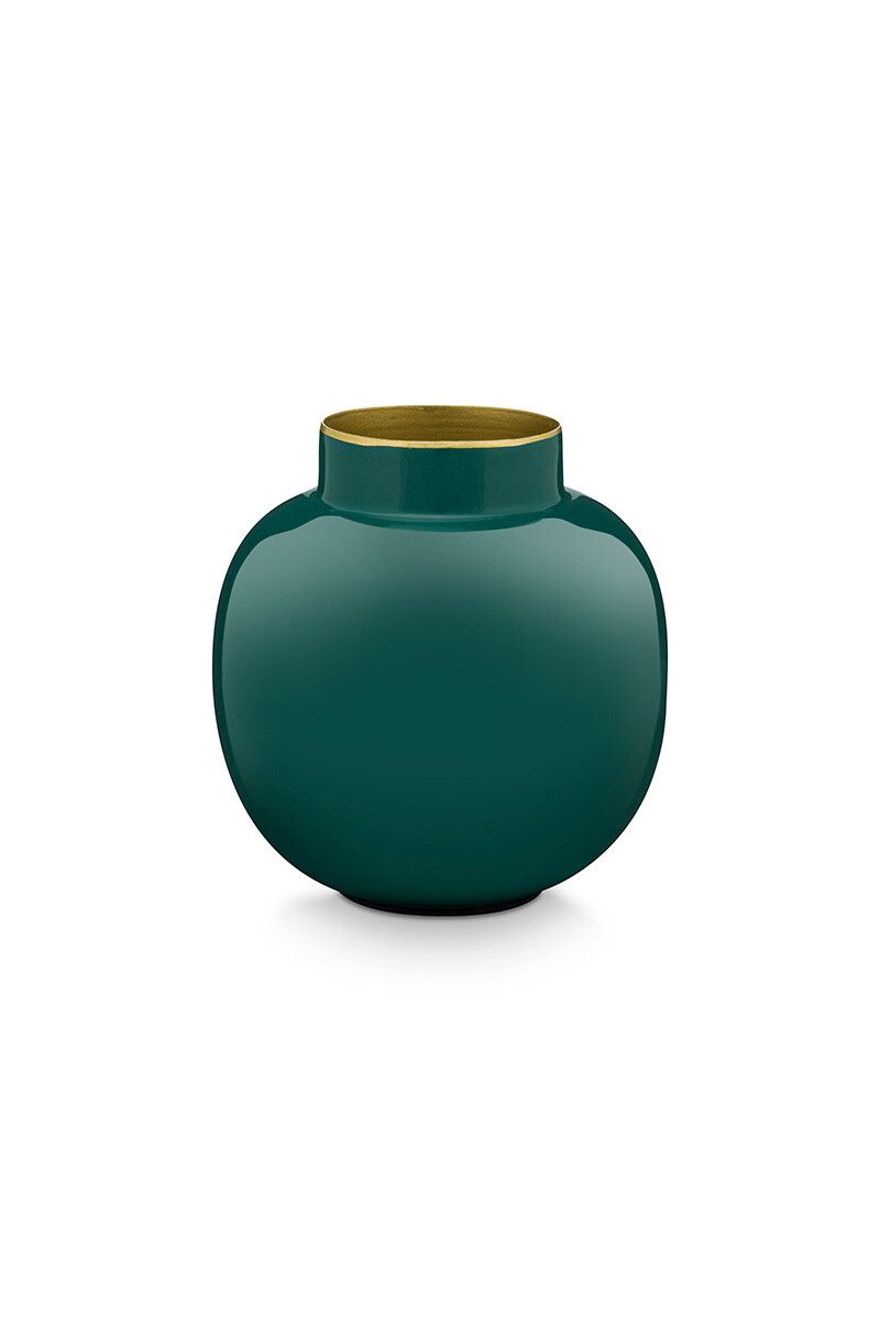Runde Mini Vase Dunkelgrün 10 cm