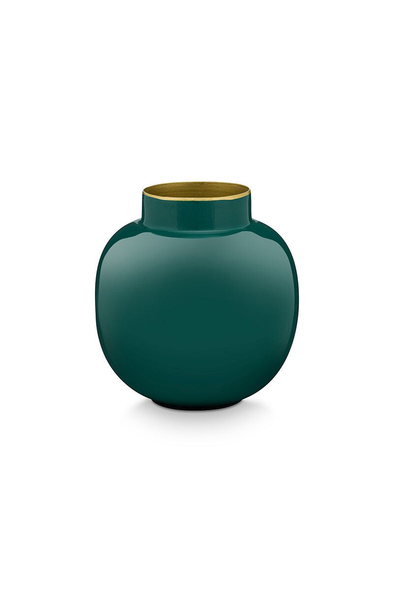 Runde Mini Vase Dunkelgrün 10 cm