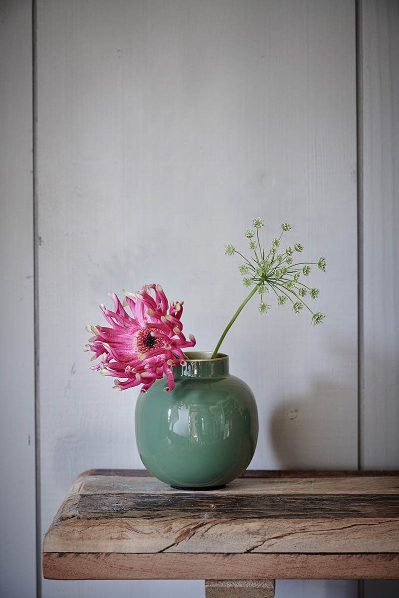 Runde Mini Vase Grün 10 cm