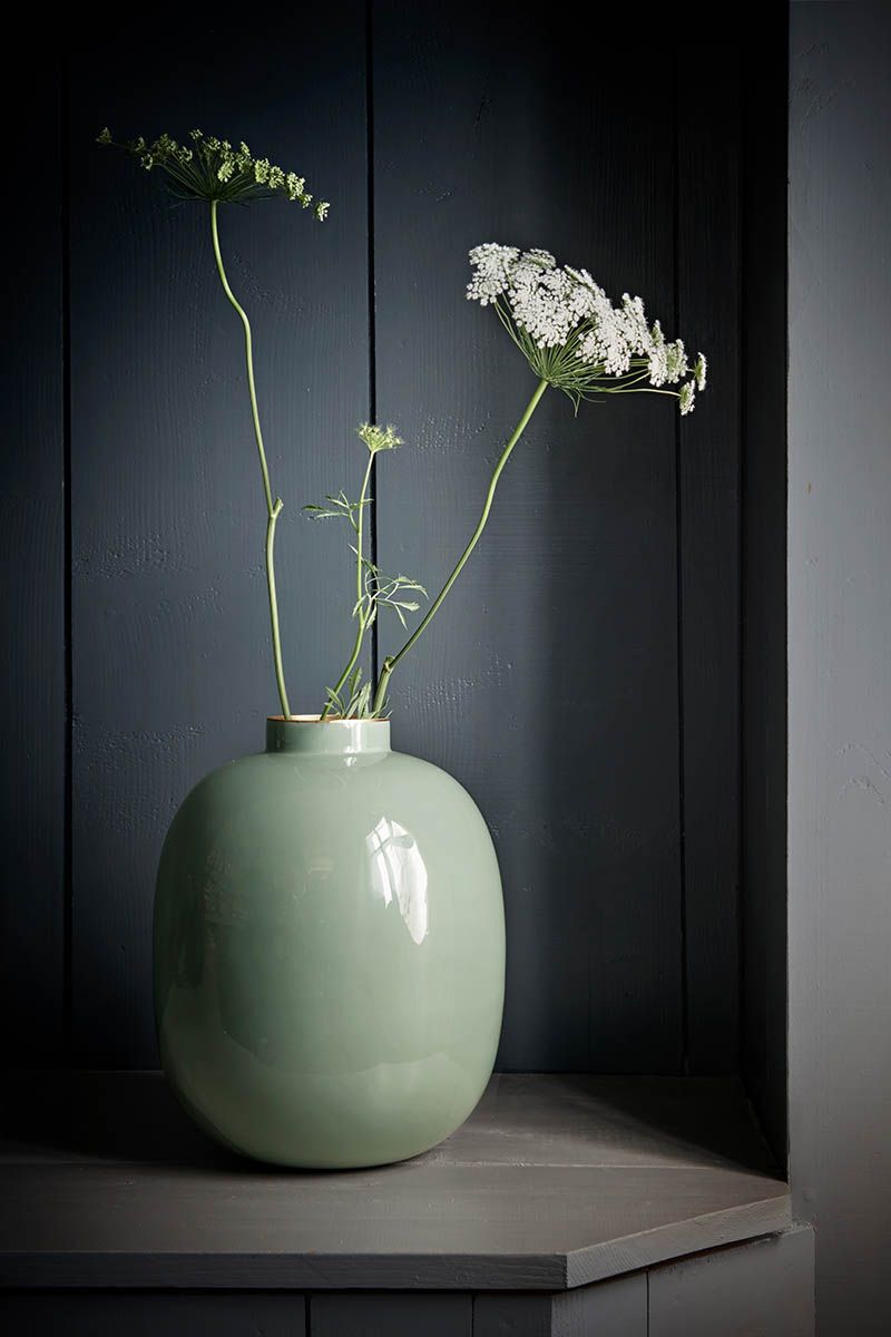 Metal Vase Green 32 Cm