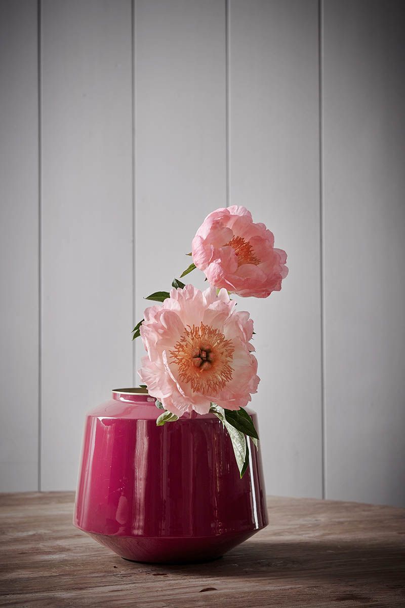 Vase en Métal en Coloris Rose Foncé 23 cm