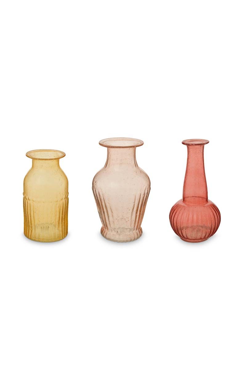 Set/3 Vases Glass Pink S