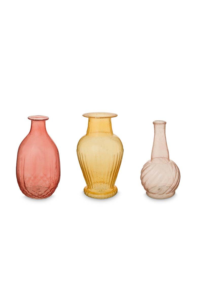 Schelden Omleiding Gezicht omhoog Pip Studio Set/3 Vazen Glas Roze M | Pip Studio the Official website