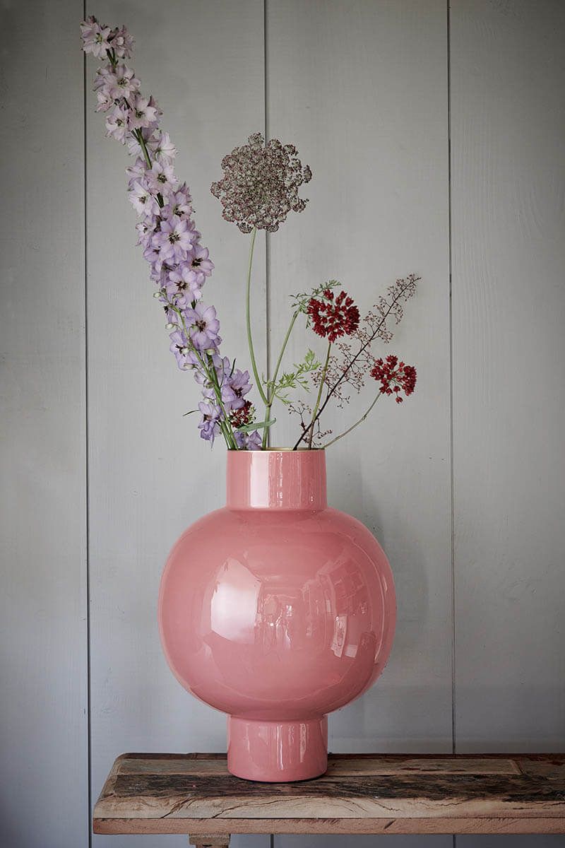 Metal Vase Pink 42cm