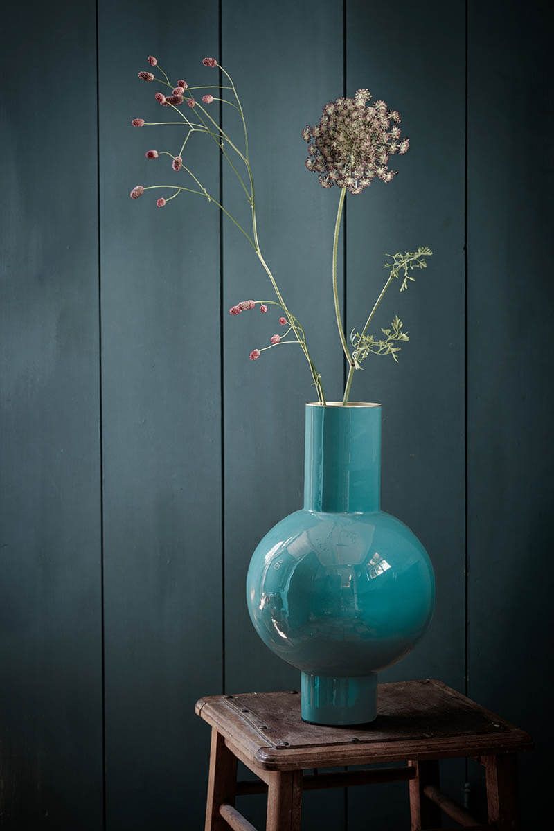 Metall Vase Dunkelgrün 40cm