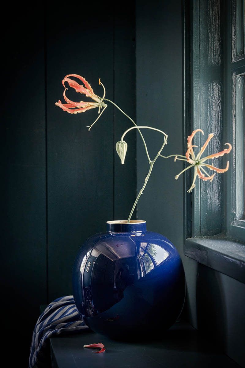 Metalen Vaas Donkerblauw 23 cm
