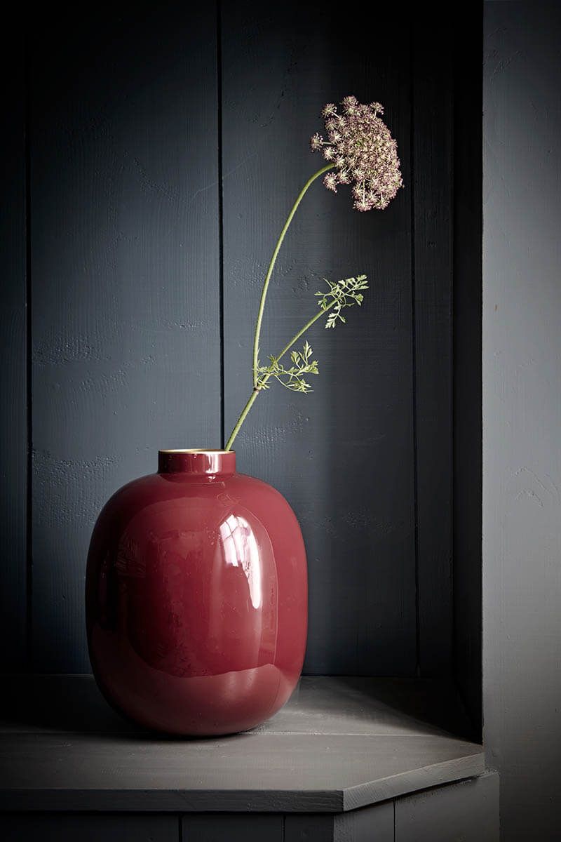 Metal Vase Dark Red 32cm