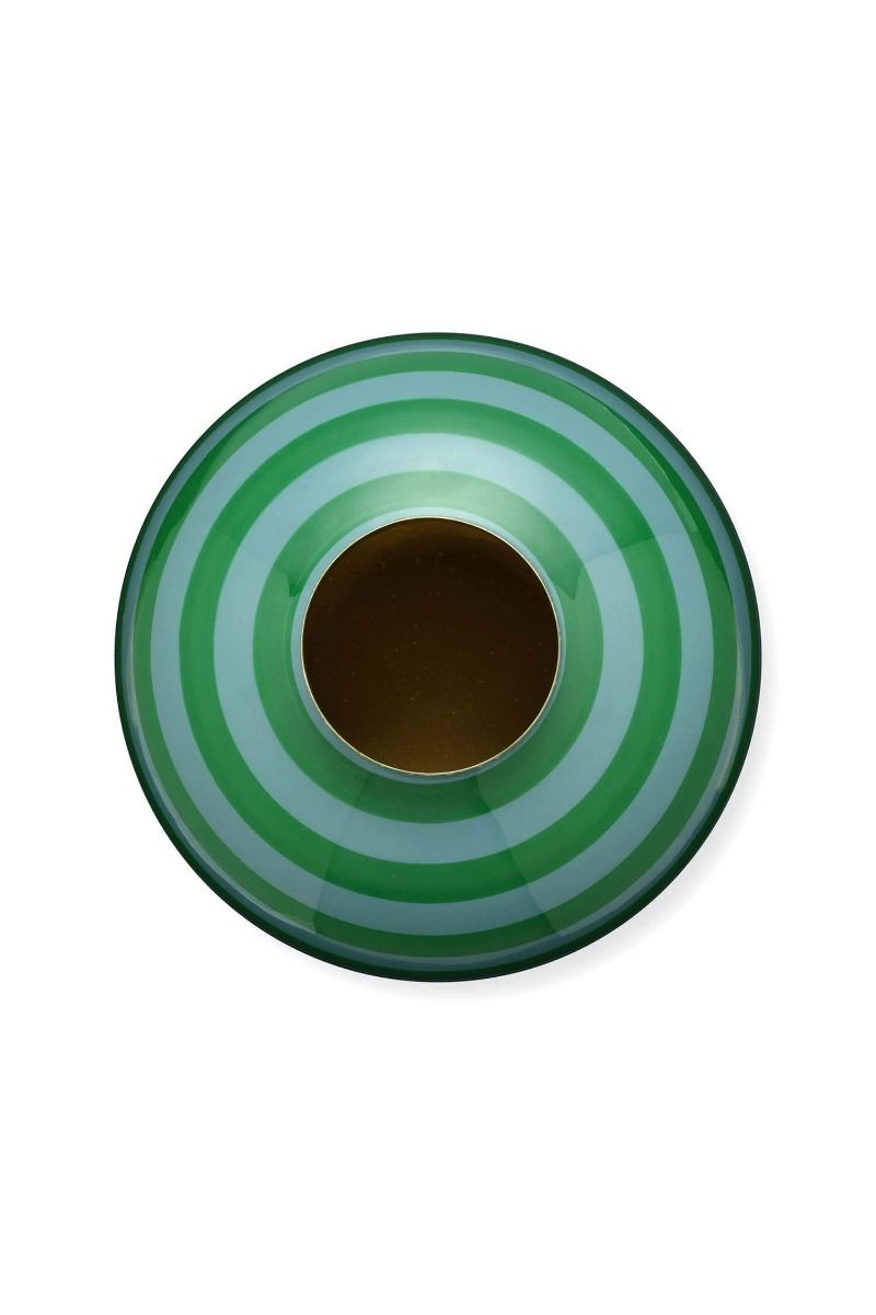 Metal Vase Stripes Green 32cm