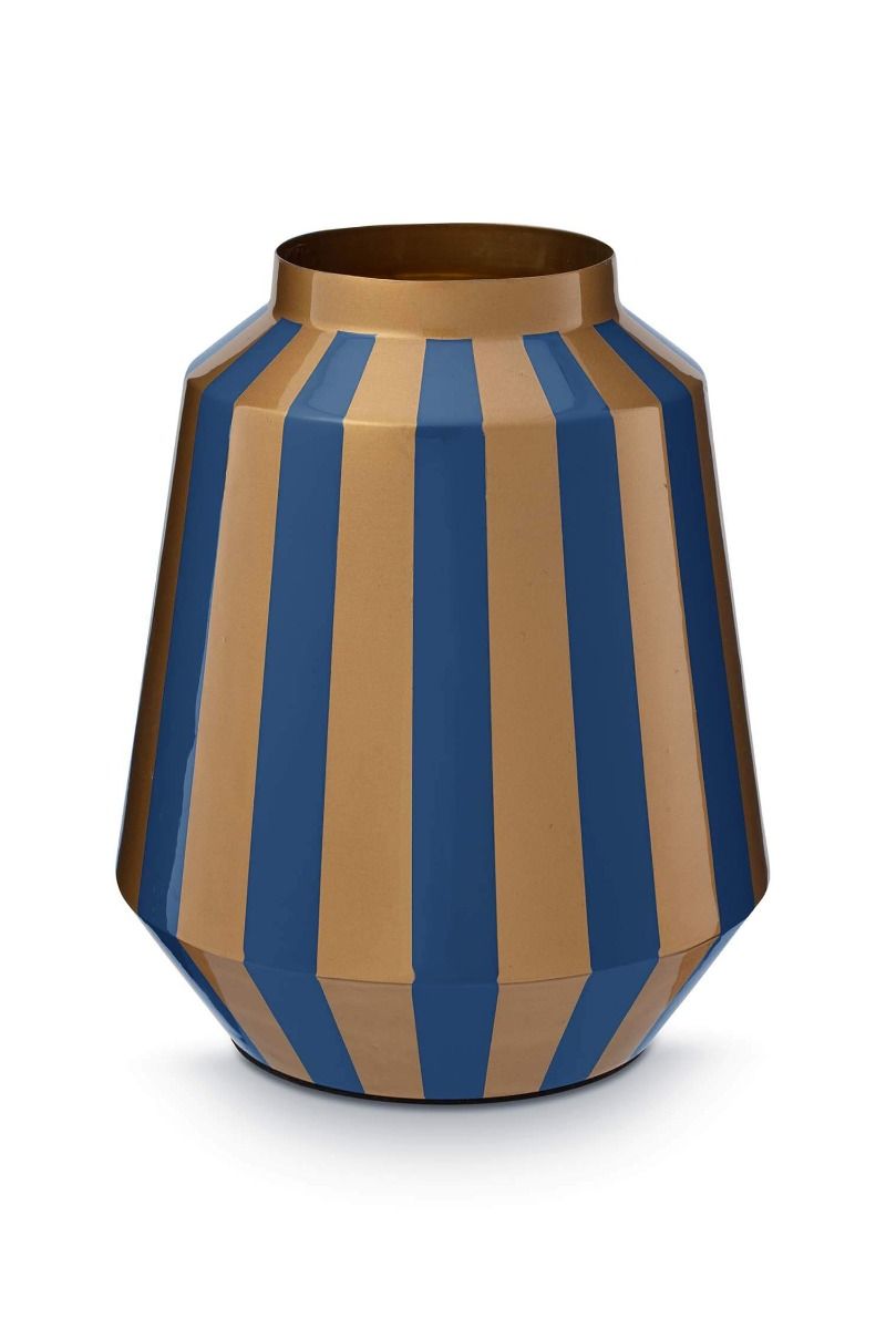 Vaas Metaal Strepen Navy/Goud 29cm