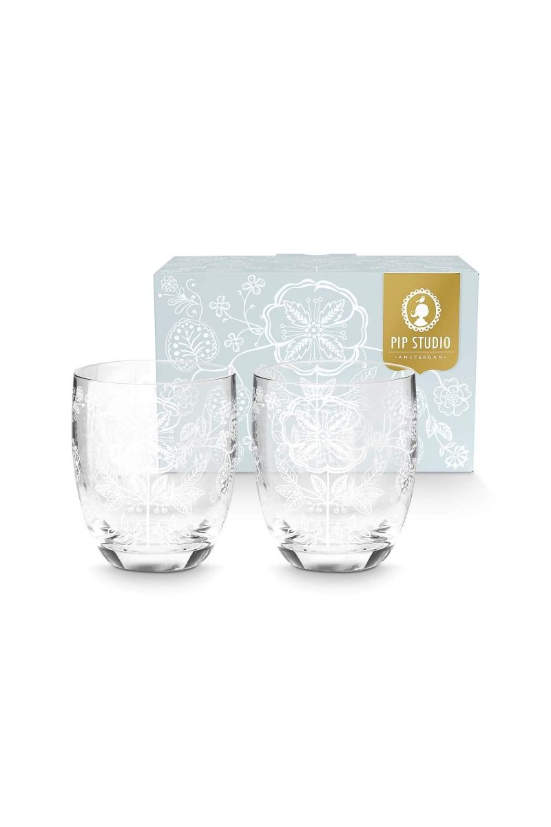Set/2 Wassergläser Blume Weiss