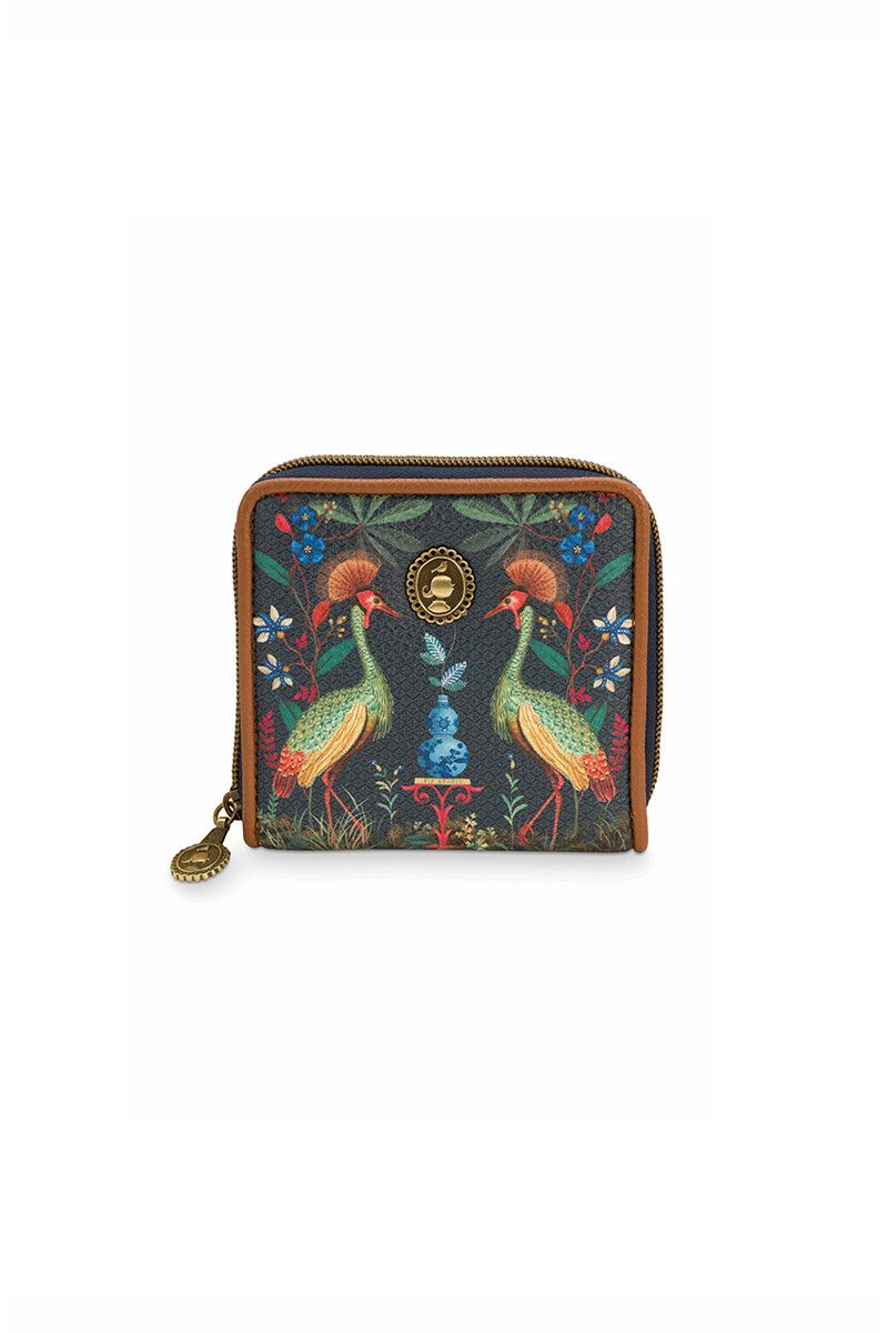 Portemonnee Vierkant Flirting Birds Donkerblauw