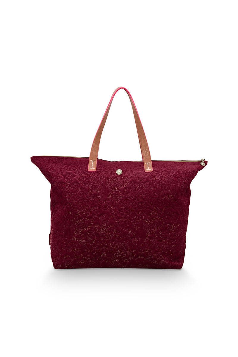 Tote Bag Velvet Quiltey Days Red