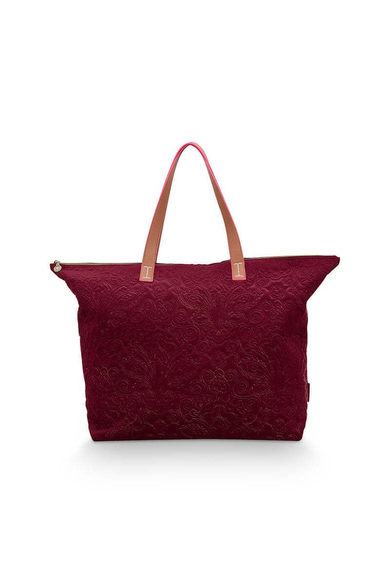 Tote Bag Velvet Quiltey Days Rood