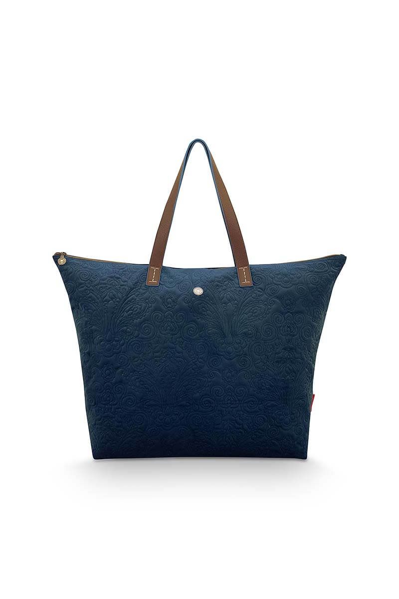 Tote bag en velours Quiltey Days en coloris bleu