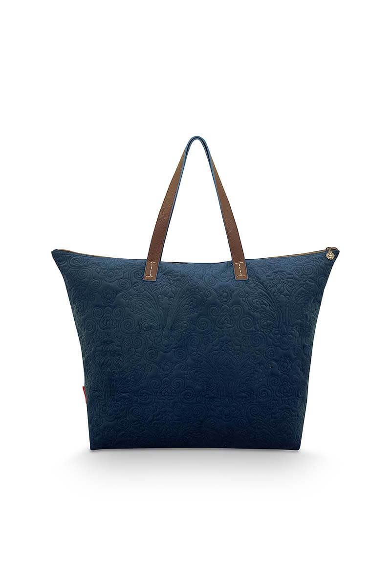 Tote Bag Velvet Quiltey Days Blue