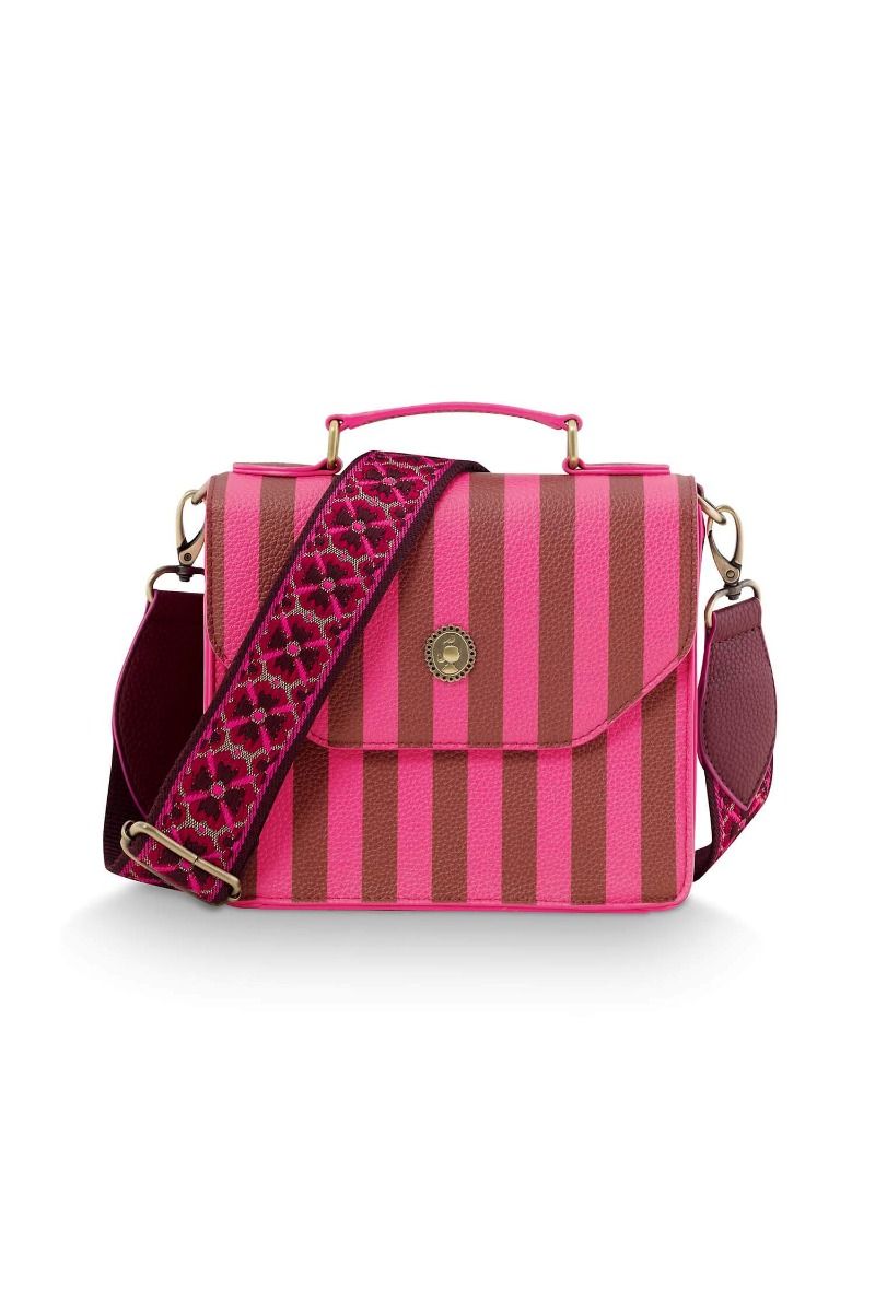 Frances Schultertasche Klein Streifen Rosa