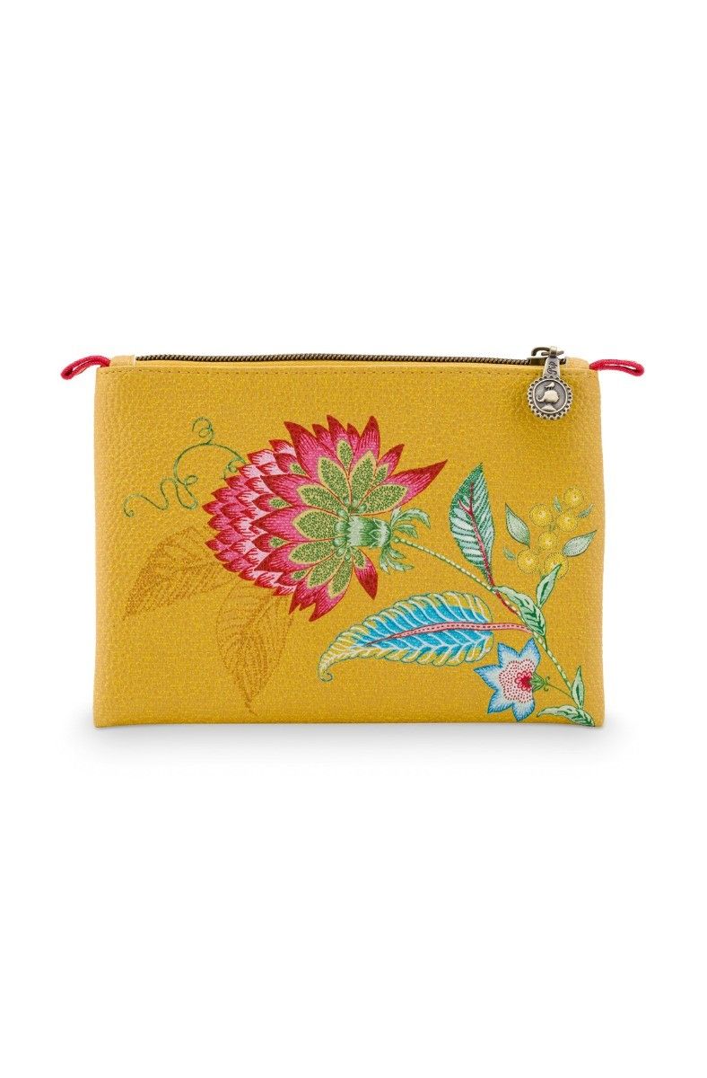 Flaches Necessaire Klein Jambo Flower/Blurred Lines Gelb