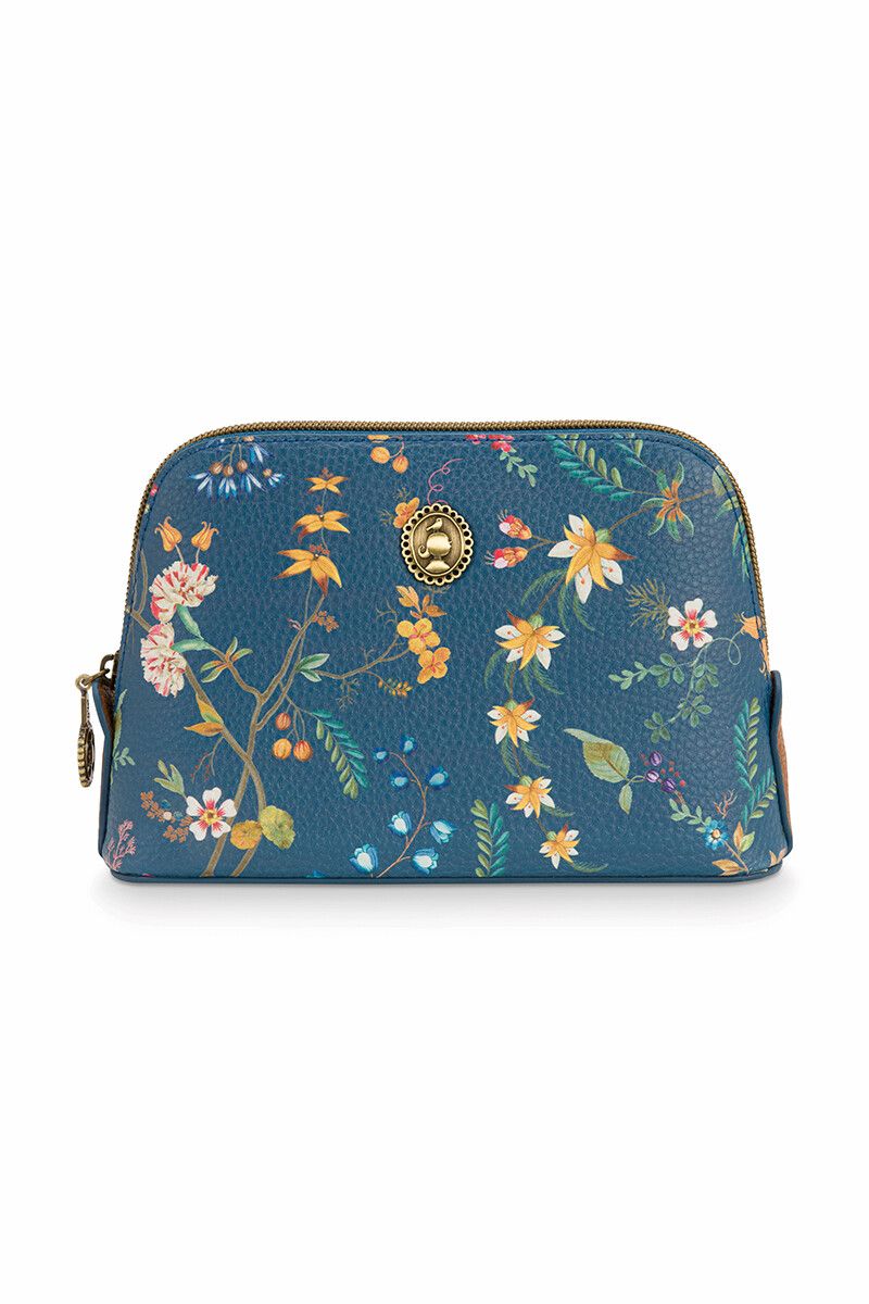 Cosmetic Bag Triangle Small Petites Fleurs Dark Blue