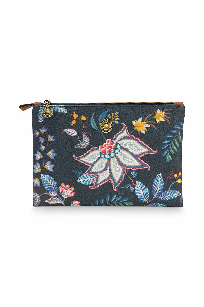 Flaches Necessaire Medium Flower Festivak Dunkelblau
