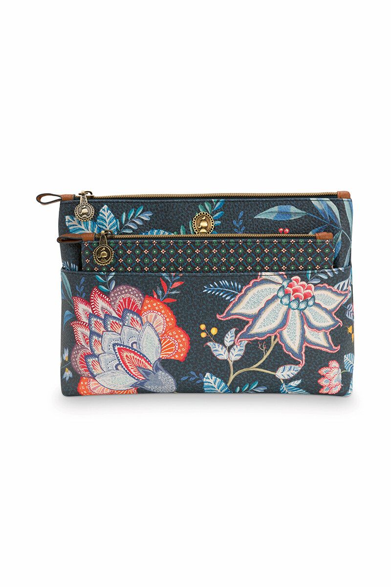 Necessaire Combi Flower Festival Dunkelblau