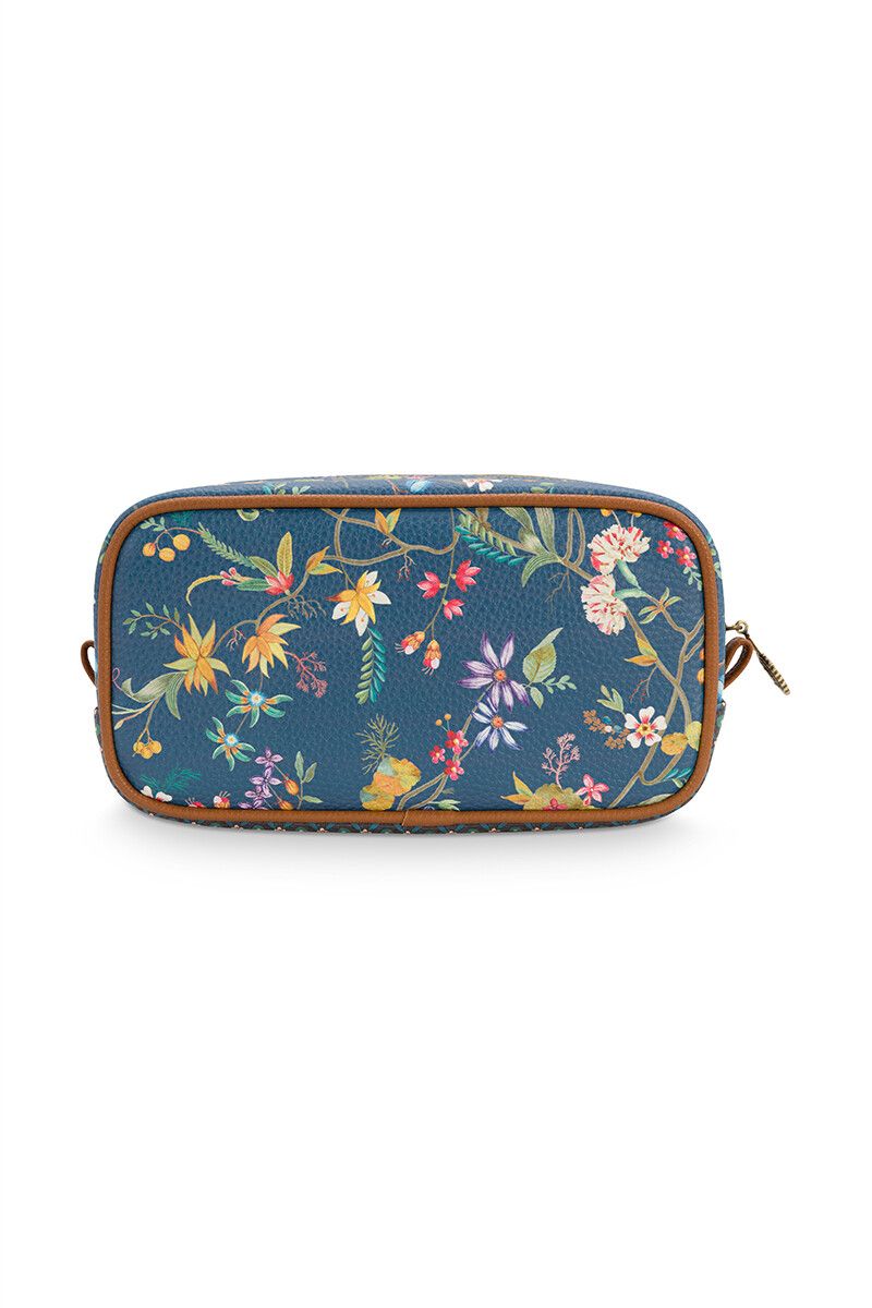Toilettas Vierkant Klein Petites Fleurs Donkerblauw