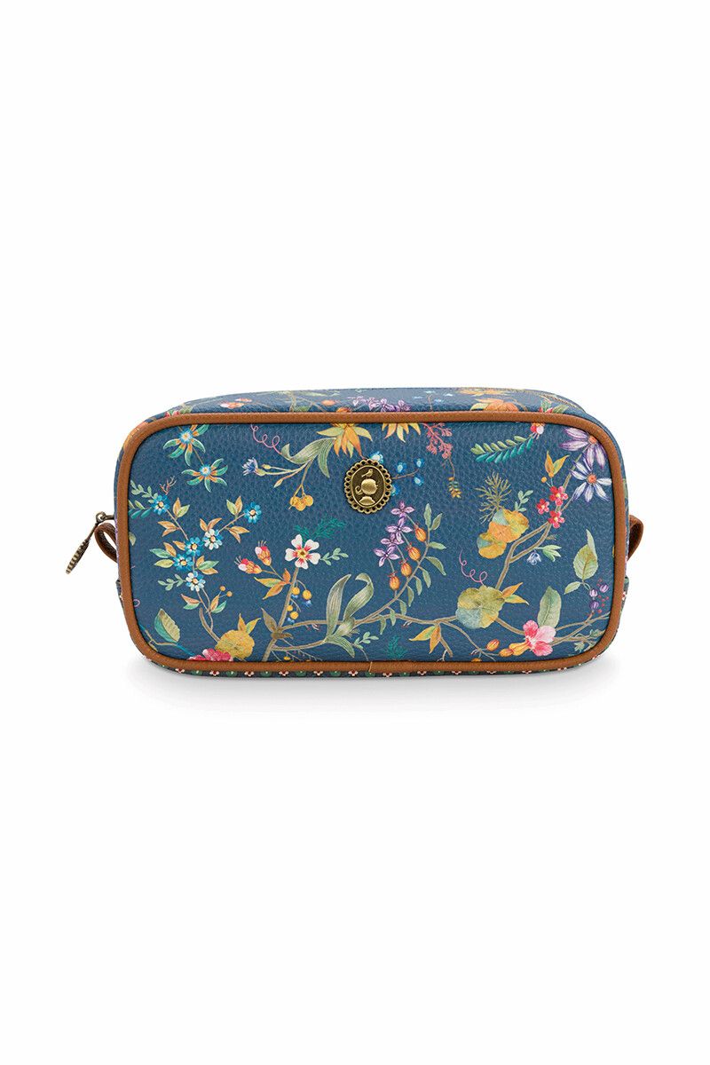 Toilettas Vierkant Klein Petites Fleurs Donkerblauw