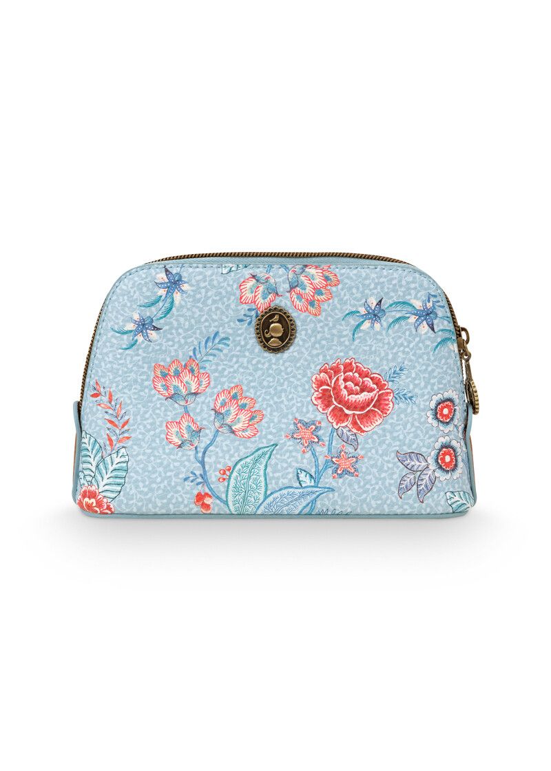 Cosmetic Bag Triangle Small Flower Festival Light Blue