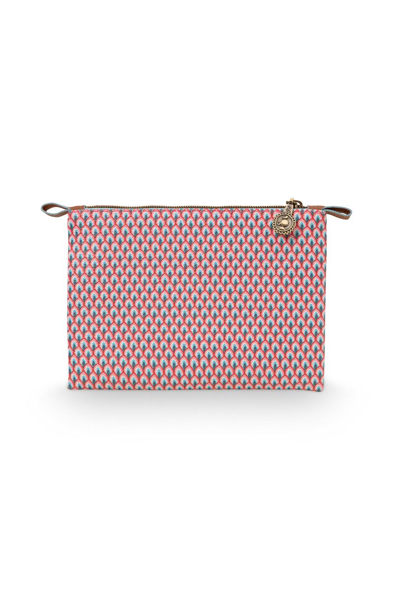 Cosmetic Pouch Small Flower Festival Light Blue/Scallop Red