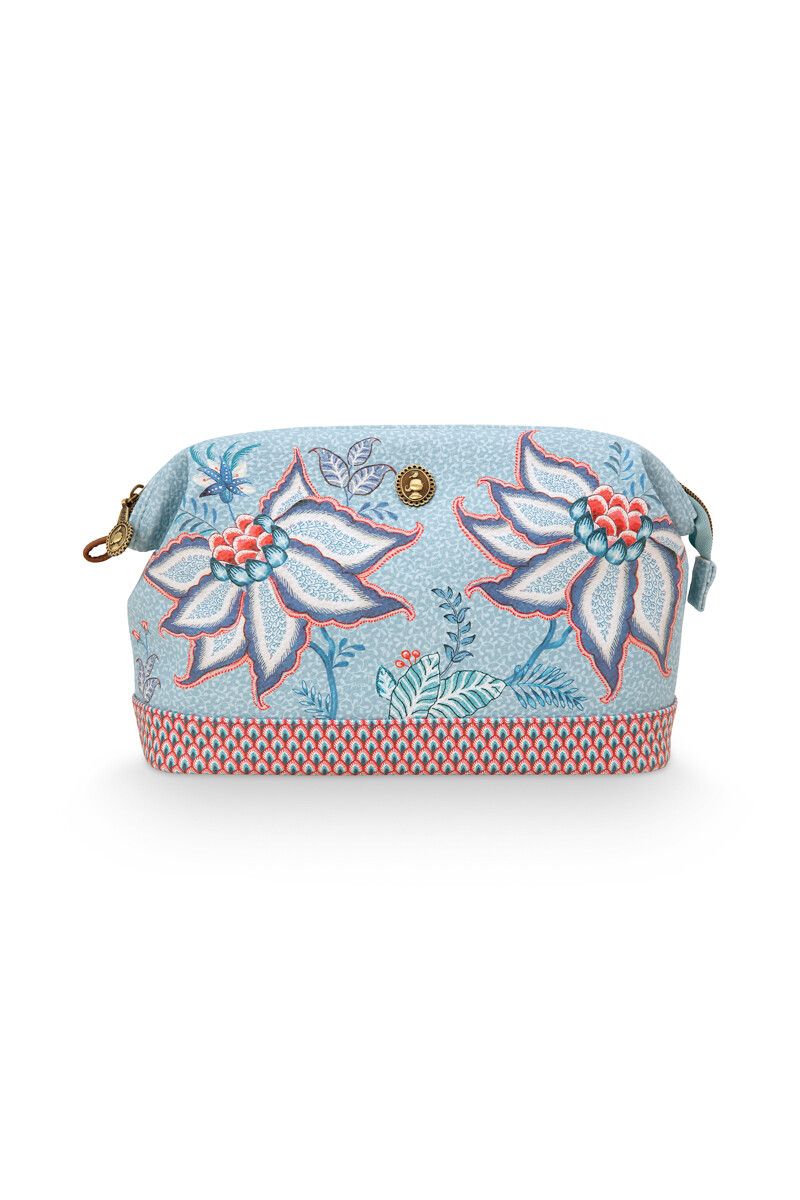 Cosmetic Purse Large Flower Festival Light Blue