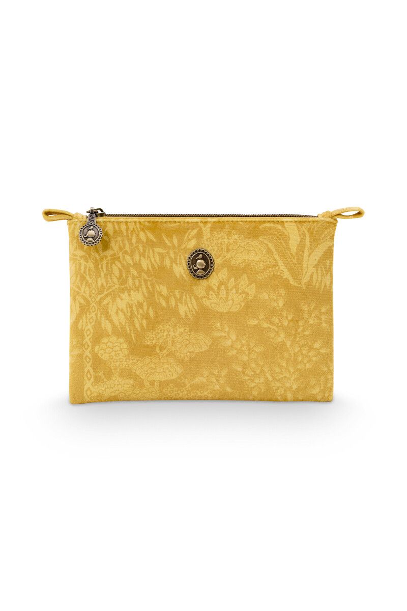Flaches Necessaire Klein Wattiert Origami Tree Gelb