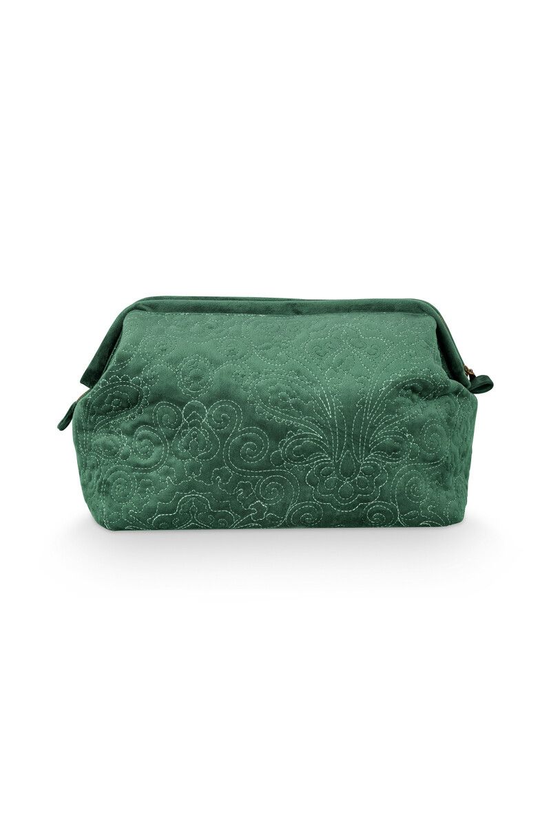 Cosmetic Purse Extra Large Velvet Quiltey Days Green