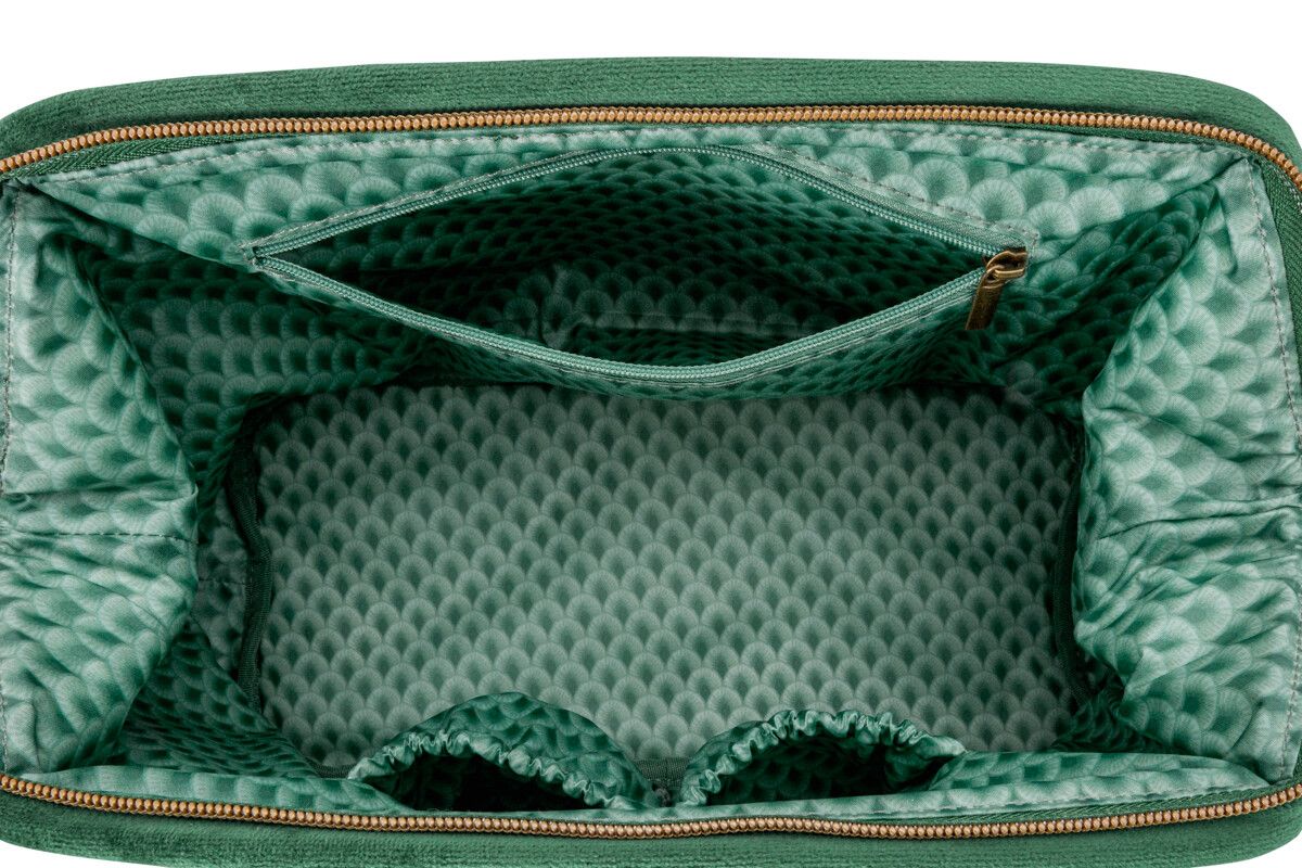 Cosmetic Purse Extra Large Velvet Quiltey Days Green