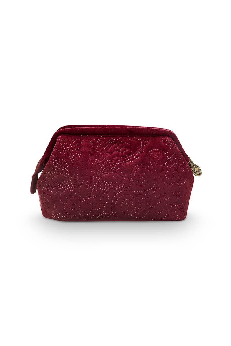 Cosmetic Purse Small Velvet Quiltey Days Red