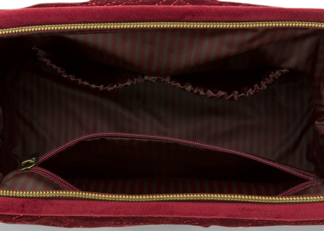 Cosmetic Purse Large Velvet Quiltey Days Red