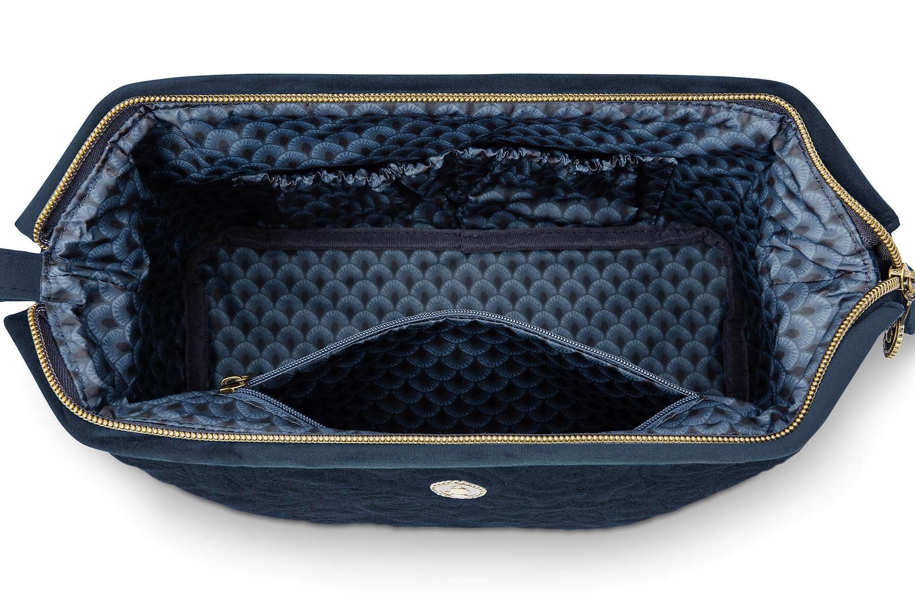 Kosmetiktasche Gross Samt Quiltey Days Blau